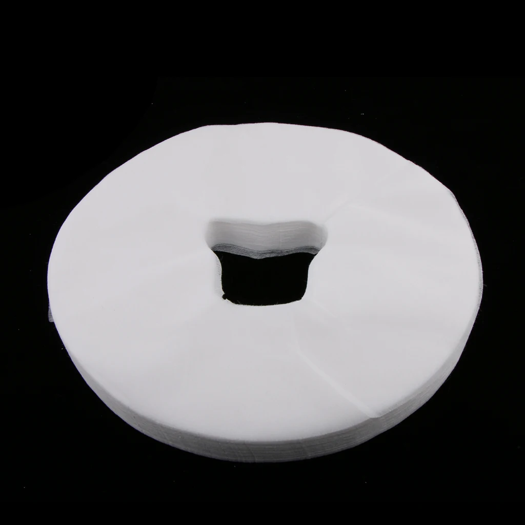 100 Pieces Round Spa Salon Disposable Massage Table Bed Cushion Covers Cradle Sheets with Face Rest Hole