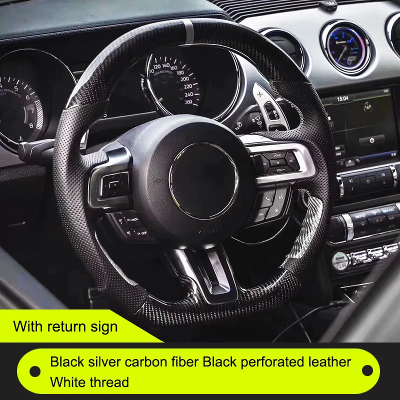 QHCP руль заказной углеродного волокна коровьей кожи замши для Ford Mustang автомобильные аксессуары Руль - Цвет: Style I
