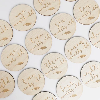 

Baby Age Milestones Wooden Birth Announcement, Baby Gift, Newborn Photo Props