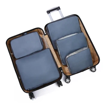 

5pcs Compression Lightweight Suitcase Storage Bag Set Polyester Travel Foldable Clothes Organiser Bathroom Luggage Packing