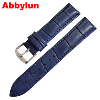 

Abbylun Genuine Leather 20mm Watch Strap Men High Quality Blue Waterproof Buckle Wristwatch Band Bracelet Watch Accessories