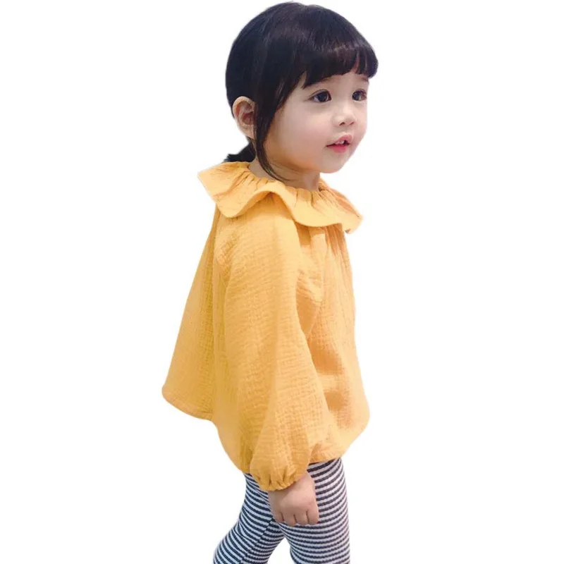 Girls Shirt Tops Fashion Children Baby Girl Polka Dot Printing Long Sleeve Lotus Collar Shirt Kids Spring Autumn Casual Blouse