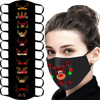 

1pc Christmas Mouth Masks Black Cotton Dust Protection Anti-Face Mask Washable Breathable Earloop Filter Protected Safety masque