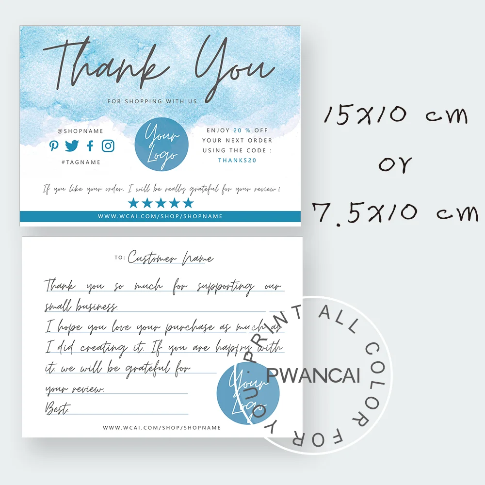 Thank You For Your Order Message Cards,poshmark Thank You Note  Template,watercolor Thank You Printable Ideas Note With Insert - Business  Cards - AliExpress
