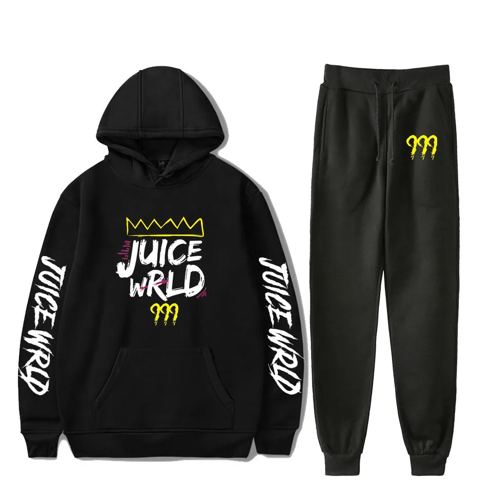 

2020 Rapper Juice Wrld 2D hip hop printed Two Piece Set Women/Men Long Sleeve Hoodies+Long Pants Suit