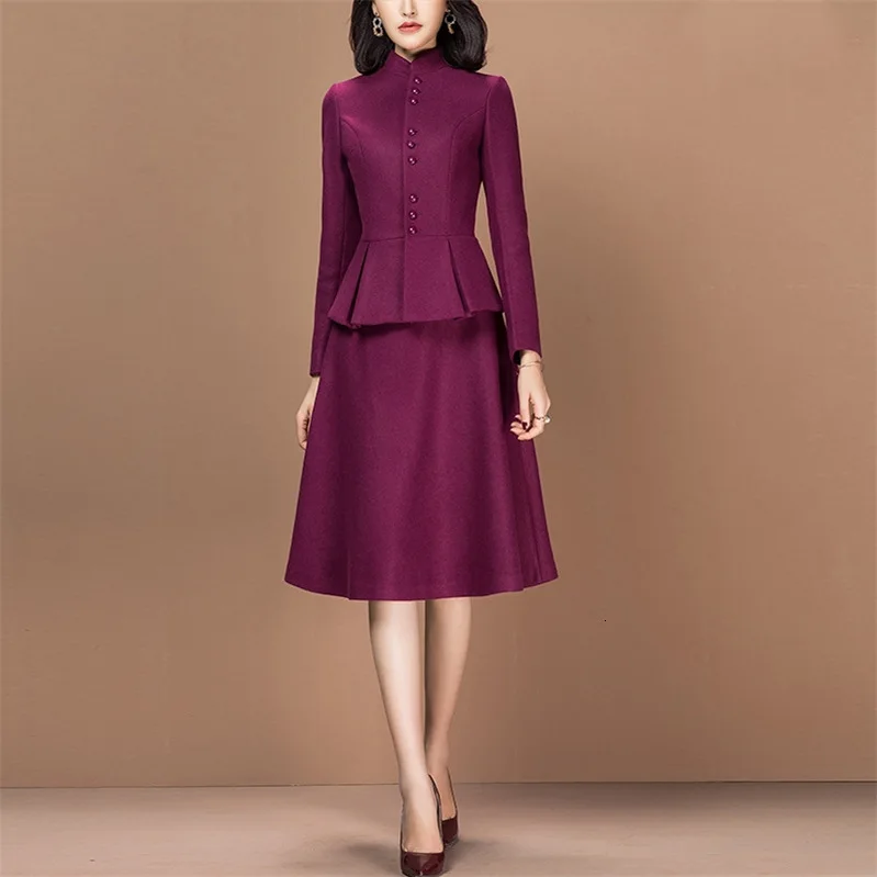 

Two Piece Set Slim Fit Long Sleeve Blazer Jacket Tops Elegant Dress Suits Women Work Office Lady Bodycon Dress Female Plus Size