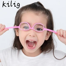 Kilig оптические очки рамы дети ребенок небьющиеся TR90 силикагель очки с ремешком близорукость очки оправы K304