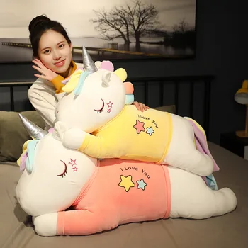 

50/80cm Cute Soft Unicorn Plush Toys Stuffed Animals Dolls Kawaii Colorful Star Unicorn Pillow Lovely Kids Girls Birthday Gifts