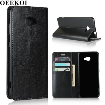 

OEEKOI Crazy Horse Genuine Leather Wallet Flip Case for Kyocera Basio 4 KYV47
