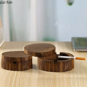 

Ashtray Wooden Creative Ashtray with Cover Vintage Southeast Asian Style Decorative Ashtray Ornaments Ashtrays with Lids