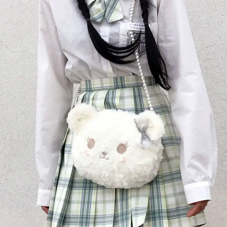 Сумки через плечо HOUZHOU Lolita женские пушистые сумки с жемчугом белый мягкий клатч