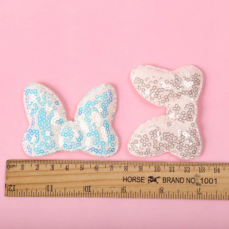 40Pcs 6.5*5cm bow Tie Appliques for Craft Clothes Stickers Supplies DIY Hair Clips ornament