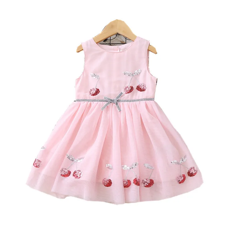 Г. Летнее платье для девочек; газовое платье принцессы с блестками и вишнями; детская одежда