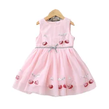 Г. Летнее платье для девочек; газовое платье принцессы с блестками и вишнями; детская одежда