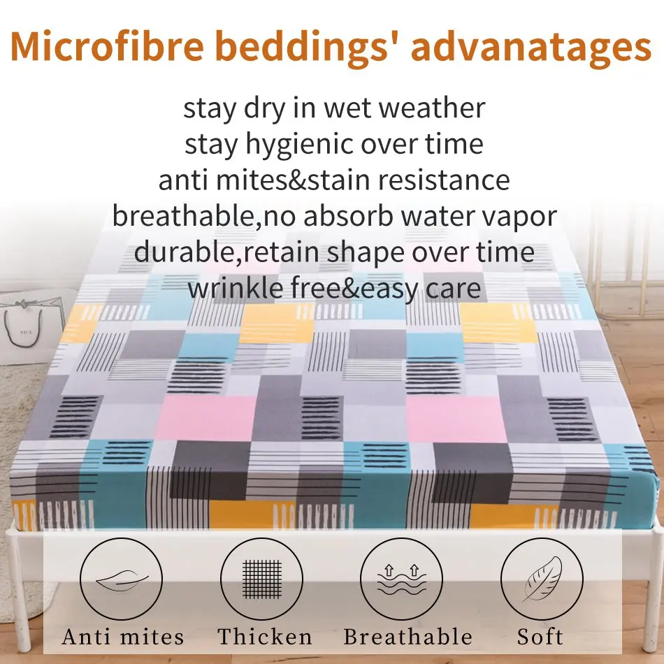 Bed Sheet with Elastic Fitted Sheets Home Decor Single Twin Queen King Double Mattress Protector 150x200 Bed Sheet 6