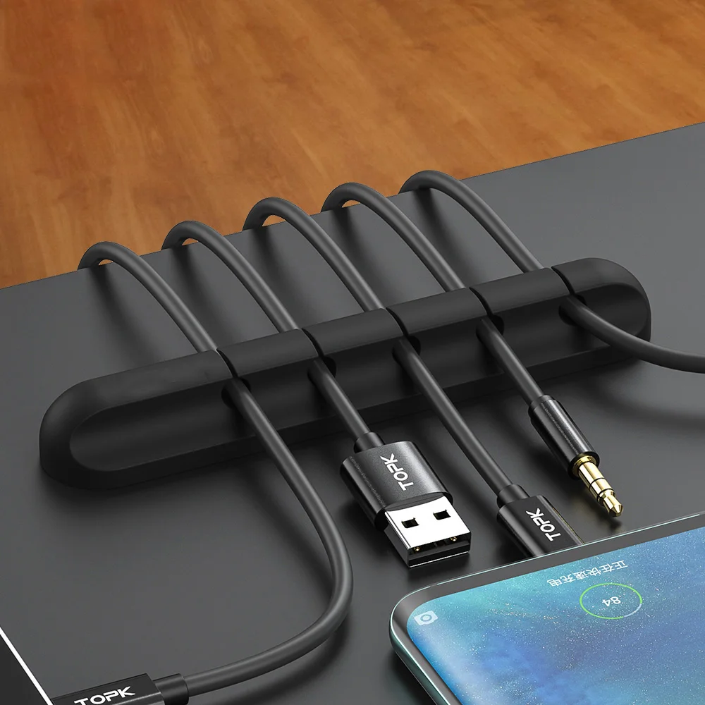 Органайзер для кабелей Wonderlife силиконовый держатель USB настольные клипсы