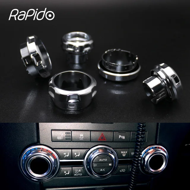 Cache-boutons Climatiseur/media Pour Range Rover Evoque (2012-2018) - 4 Pièces Noires En Alliage