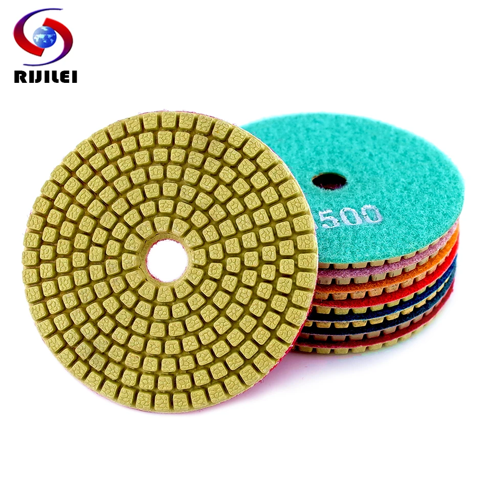 7Pcs/Lot High Quality 4Inch Marble Polishing Pad 100mm Diamond Polishing Pad Wet Grinding Disc for Ceramic Tile Concrete WPD12 1pc diamond chamfer finger milling bits for tile ceramic marble m14 thread for enlarging polishing bevelling the holes dia 35mm