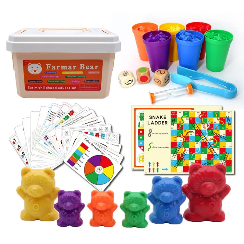

Sensory Toys Counting Bears Matching Sorting Cups Baby Kids Games Learning Preschool Educational Montessori Toys