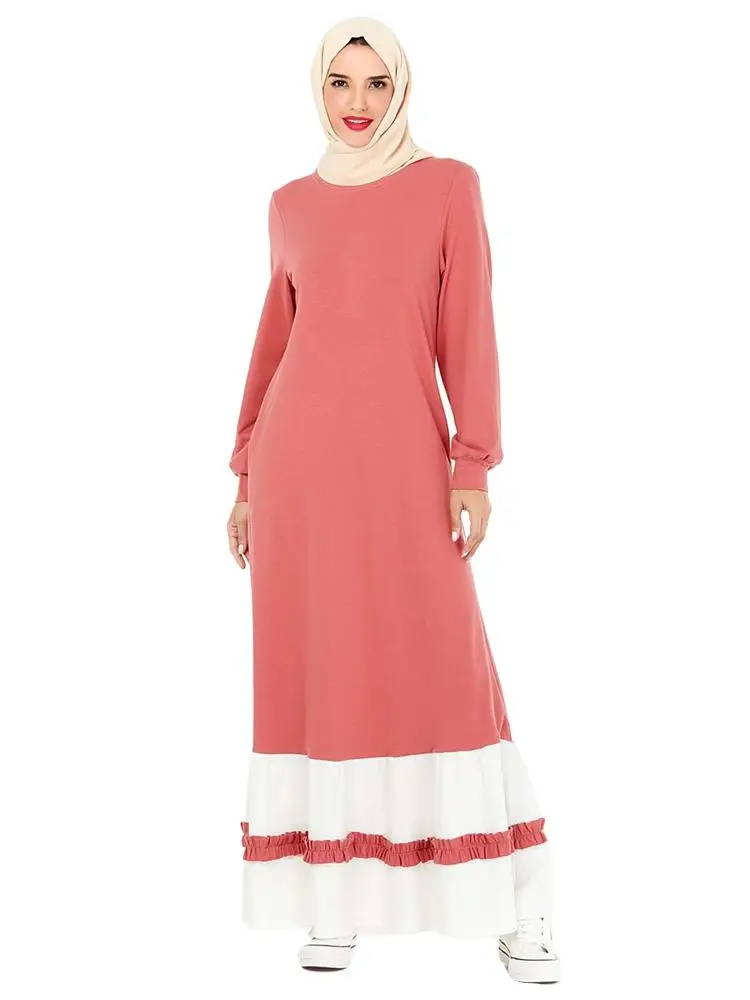 Женское платье Abaya мусульманское Спортивное Макси с длинным рукавом кафтан