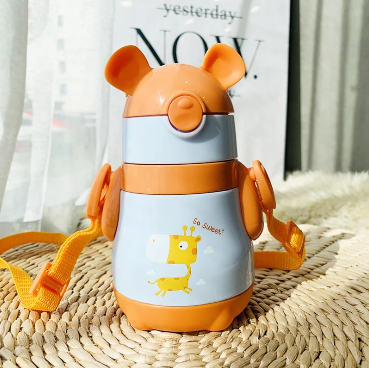 ORANGE 300 мл детская чашка для кормления животных из нержавеющей стали, термос для молока для детей, термос для горячей воды, Термокружка - Цвет: ORANGE