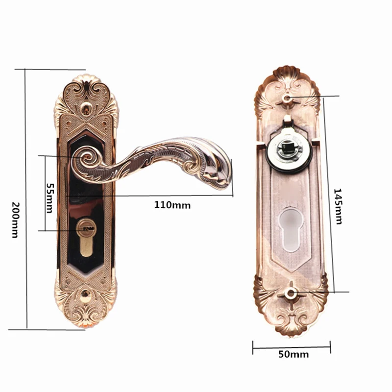 

1pc Luxury Sliding Door Lock Door Handle Cylinder Front Back Lever Latch Home US