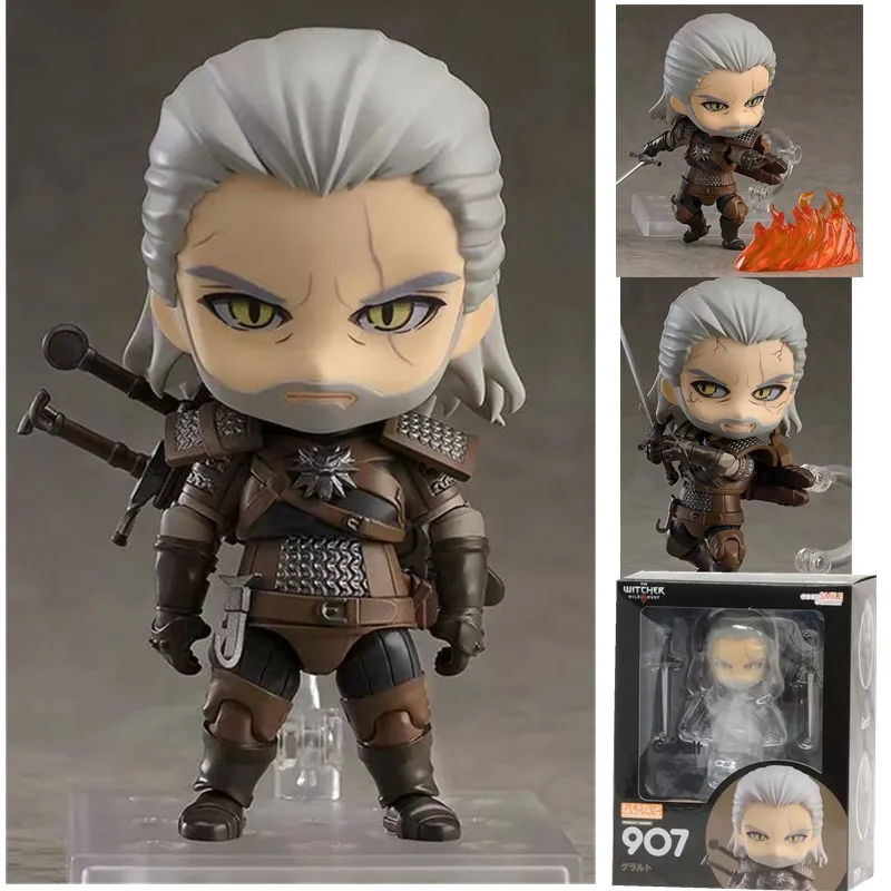 Cena 10CM wersja Q witcher ed 3 dzikie polowanie 907 # Geralt biały wilk Geralt PVC model figurki zabawki lalka prezentowa