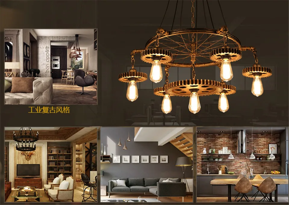 Industrial Retro Iron Pendant Lights Lamp LED Lamps Pendant Lighting Living Room Dining Room Bar Cafe Bedroom Loft Hanging Lamp