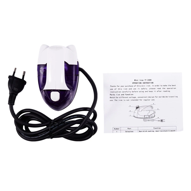 

Mini Portable Foldable Electric Steam Iron for Clothes with 3 Gears Teflon Base Plate Handheld Flatiron for Home Travelling(EU P