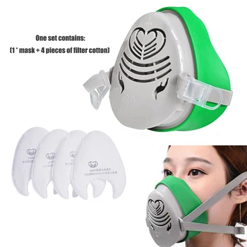 

Outdoor Dustproof Masks Industrial Cement Grinding Safety Protection Face Mask with 4pcs Filters Adult Mouth Mask Respirator