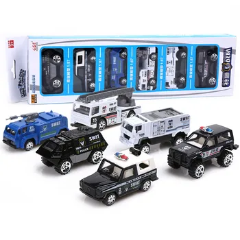 

6pcs/set Diecasts & Toy Vehicles Engineering Toy police Fire truck sports car model bus Military vehicle