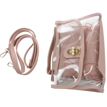 

New Ladies Fashion Messenger Bag Transparent Bag Female Trend Jelly Bag Ladies Shoulder Messenger Bag Small Square Bag Pink