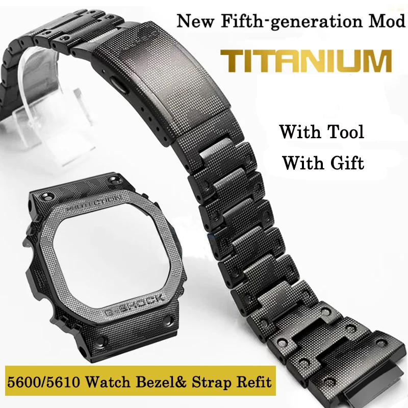 Titanium Watch Band Case/bezel for Casio G-SHOCK DW5600 GW-M5610 GW5000 Light Weight Camouflage Case Strap Mod with Tools | Наручные часы