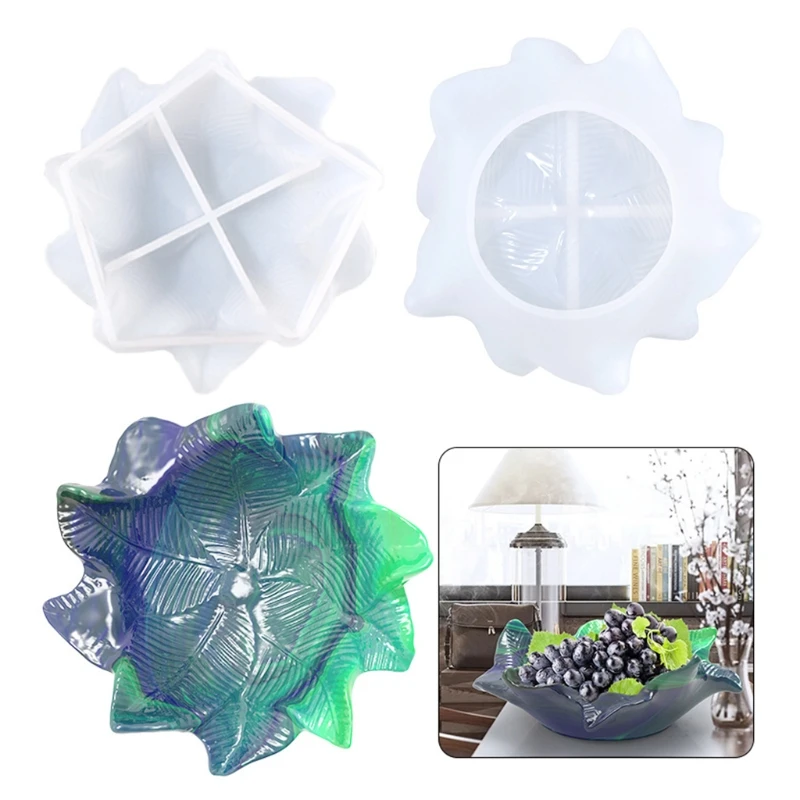 잎 접시 에폭시 수지 금형 과일 캔디 너트 저장 접시 실리콘 금형 DIY 공예 보석 주최자 악세사리 홀더 금형