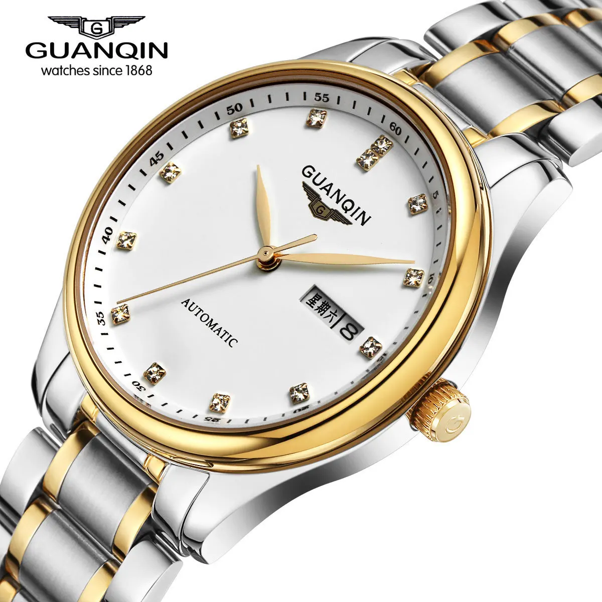 

Guanqin Waterproof Quartz Watch Switzerland Steel Belt Double Calendar High Quality MEN'S Watch Brand Genuine Product Business M