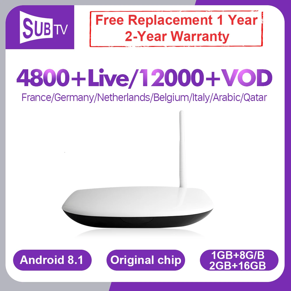 

IPTV France SUBTV Box Leadcool Android 8.1 IPTV Subscription France Arabic Italia Portugal Germany Dutch Norway Turkey IP TV Box