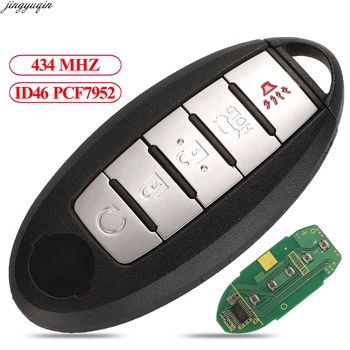

Jingyuqin Remote Control Car Key 434Mhz ID46 PCF7952 Chip For Nissan PATROL Pathfinder Altima Maxima 5 Buttons Smart Fob