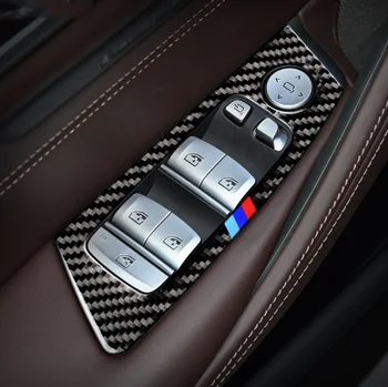 

Carbon Fiber Car Window Lifter Control Switch Decor Armrest Panel Sticker for BMW G30 5 series 2018 interior LHD RHD accessories