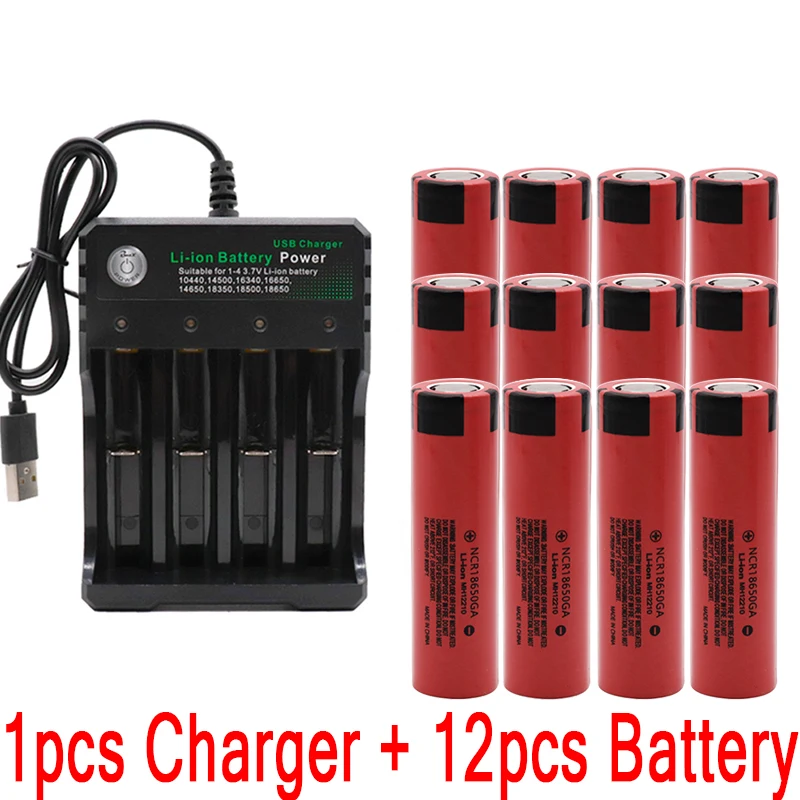 Синий NCR 18650GA 30A разрядка 3,7 V 3500mAh 18650 аккумуляторная батарея+ USB зарядное устройство - Цвет: Синий