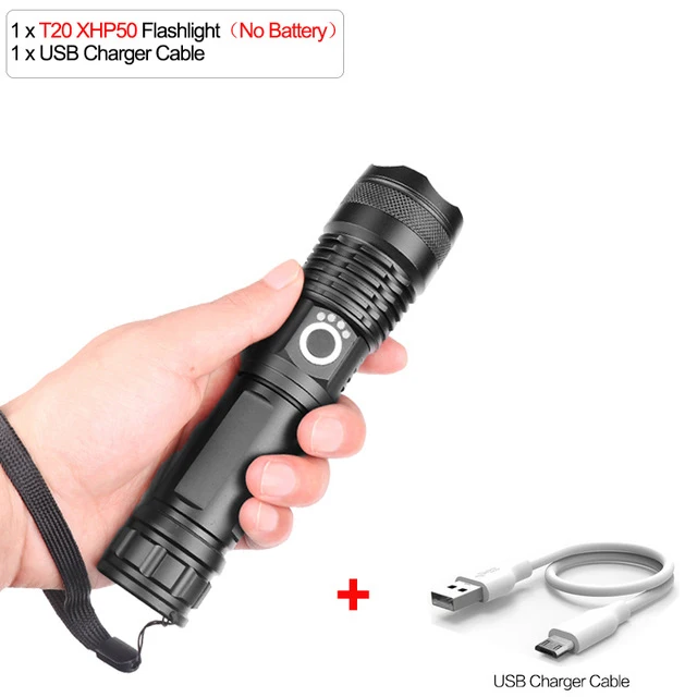 

Most Powerful Flashlight XHP70 Rechargeable USB Tactical Zoom Flashlight Torch Use 1*18650 1*26650 Battery for Hunting Camping