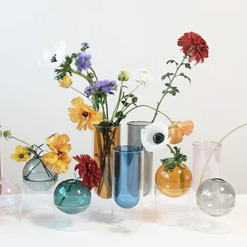 

SIMPLE TRANSPARENT BALL GLASS VASE CREATIVE HYDROPONICS VASES FOR FLOWERS ARTIFICIAL FLOWER ORNAMENTS HOME DECORATION MODERN