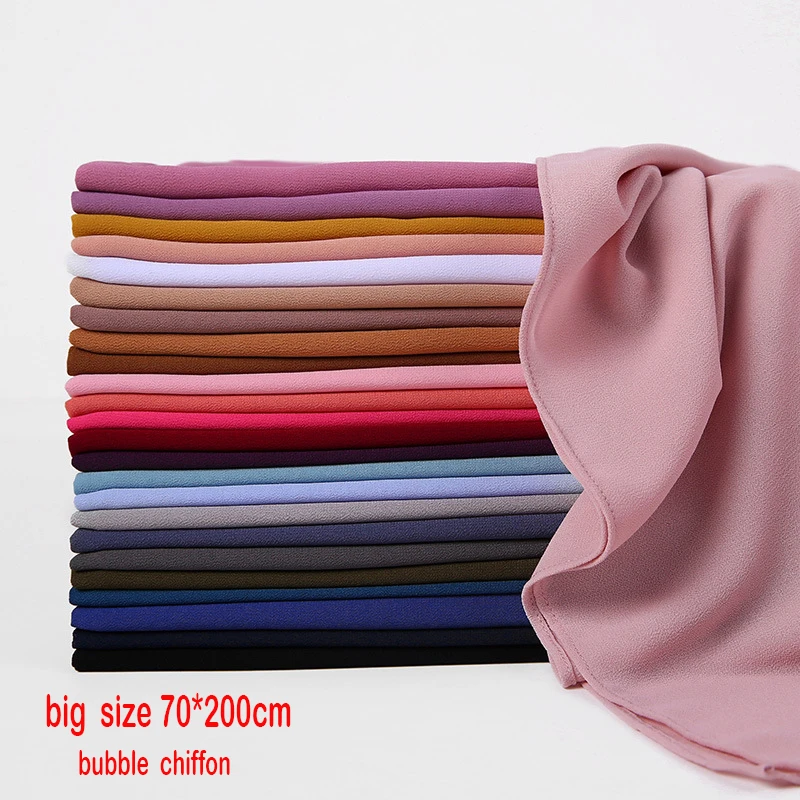 

70*200cm good stitching stitch plain high quality premium heavy Chiffon hijab scarf Malaysian Women's scarves hijabs long shawls