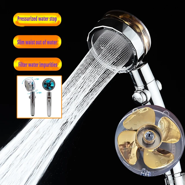 360 Degrees Rotating Rainfall With Small Fan Hand-held Shower Head High Pressure Spray Nozzle Water Saving Bathroom Accessories 3