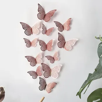 

12Pcs 3D Hollow Butterflies Mirror Wall Stickers For Kids Rooms Bedroom Living Room Fridge Decorative Wallpaper Home Wall Decor
