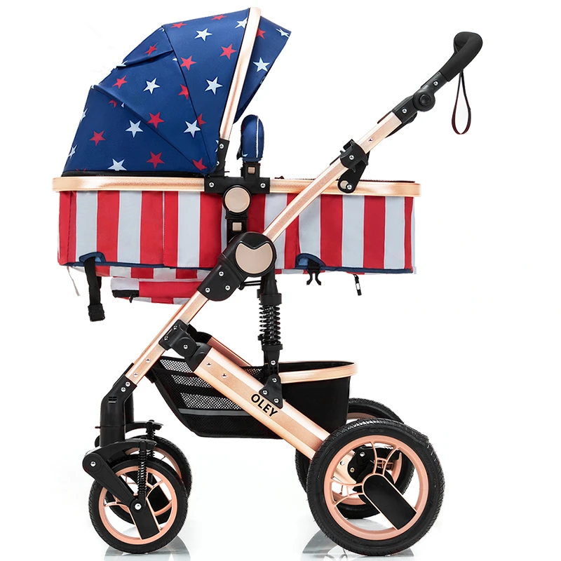 Adjustable Lightweight Luxury Baby Stroller 3 in 1 Portable High Landscape Reversible Stroller Hot Mom Pink Stroller Travel Pram