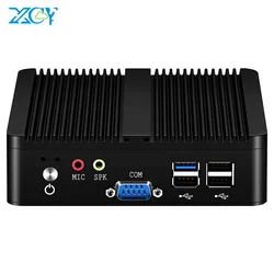 XCY Fanless Mini PC Intel Celeron J1900 Quad Cores Dual Ethernet RS232 Windows Linux HDMI VGA 4xUSB WiFi Industrial Computers