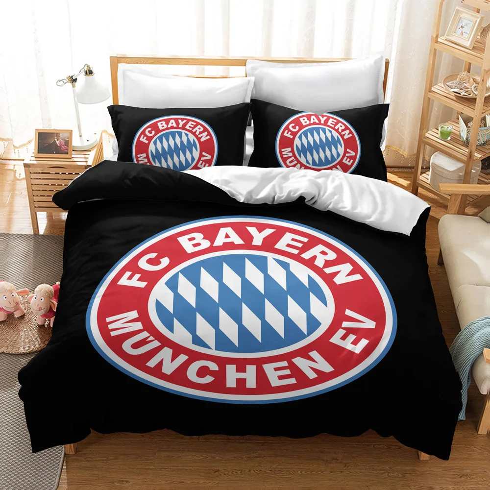 

Football Bedding Set Luxury Bayern Munich Real Madrid 3D Printed Sports Football Quilt Duvet Cover Soft PillowCases Home Textile