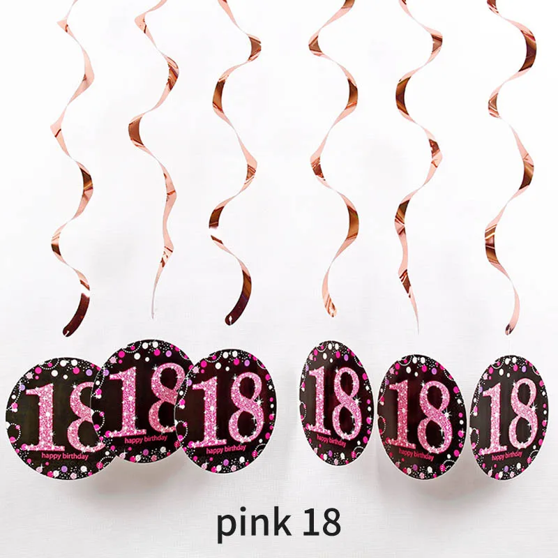 pink 18 Многофункциональный спиральный подвесной фон 18 21 30 40 50 60 70 лет на день рождения, Декор, спиральный подвесной орнамент - Цвет: pink 18