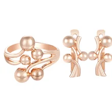 FJ для женщин и девочек 585 розовый золотой цвет набор растительный стиль витые круглые сережки с шаром+ кольца