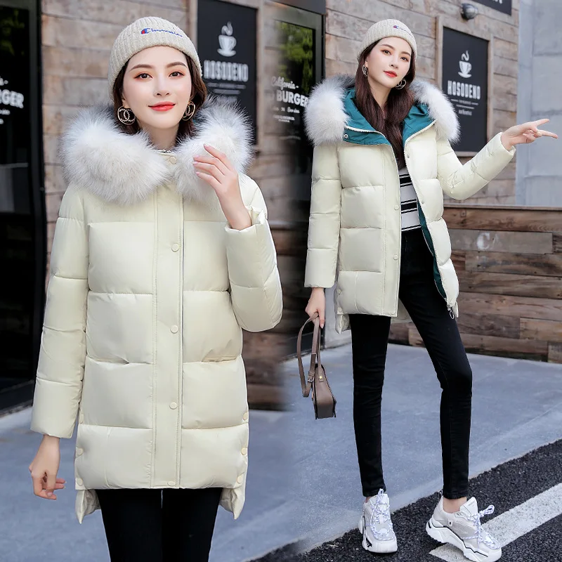

Foreign Trade Cotton Coat Women's 2019 New Style Winter Coat Korean-style Loose Thick down Feather Cotton-padded Clothes Mid-len